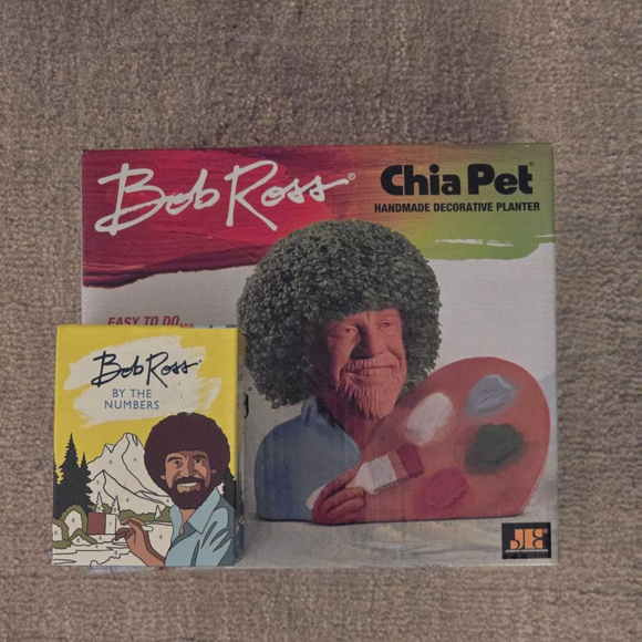 Bob Ross Other - Bob Ross Chia Pet & Paint by Numbers Kit One Size Red Green